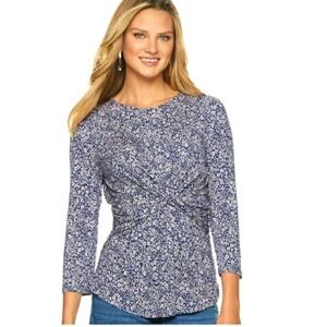 Juicy Couture cross cross 3/4 sleeve floral top/blouse size L